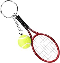 Mini Tennis Racket Keychain, Quick Removable Key Rings, Creative Keychain Sport Keyring (Red), Multicolored, S