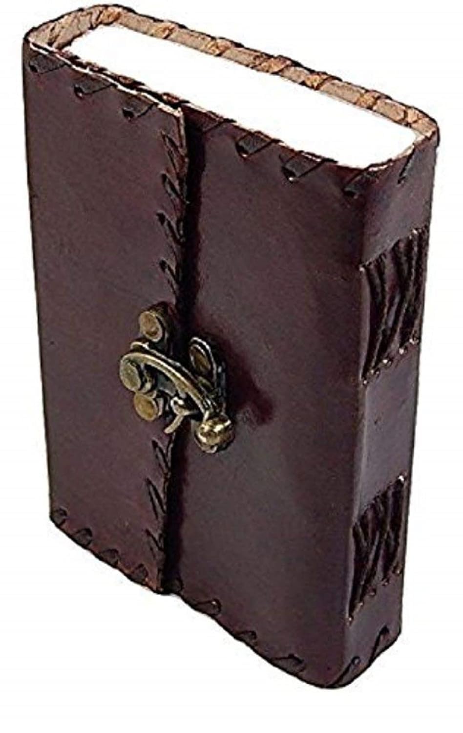 Leather Diary Handmade Paper Notebook Journal For Writing Notes Gifts And Memories Girl Boy Men Women Embossed With Metal Lock (5 X 4 Inches (C-Lock)) - 200