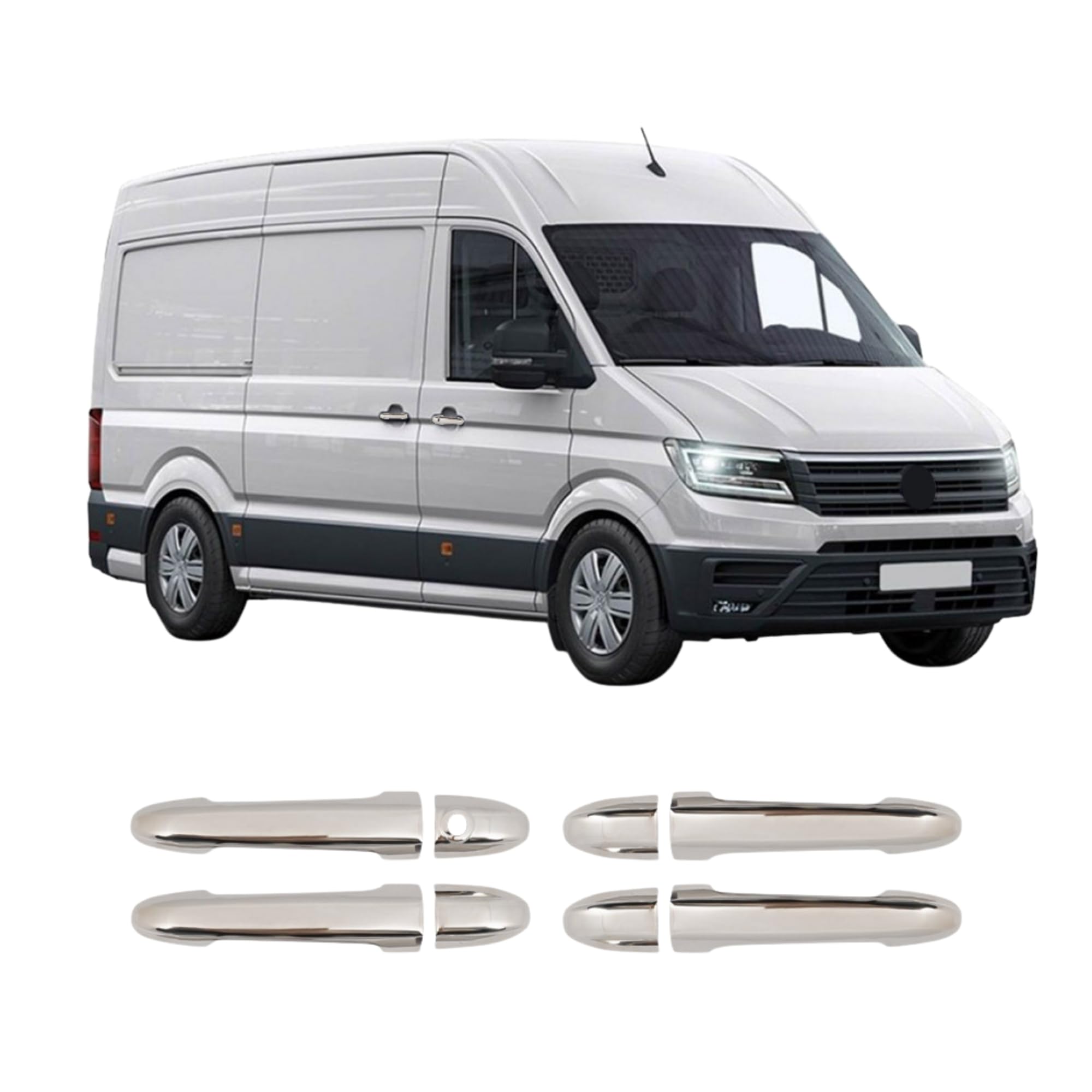 Chrome Door Handle Covers for Mercedes Sprinter W906 VW Crafter 06-16 Steel 4-Dr