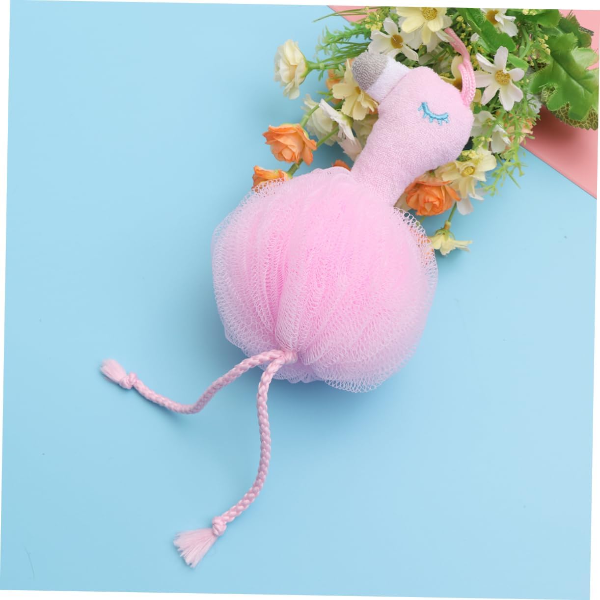 FOMIYES 6pcs Flamingo Bath Mesh Pouf Sponges for Shower Exfoliating Bath Accessories Cute Flowers for Women and Girls for Travel