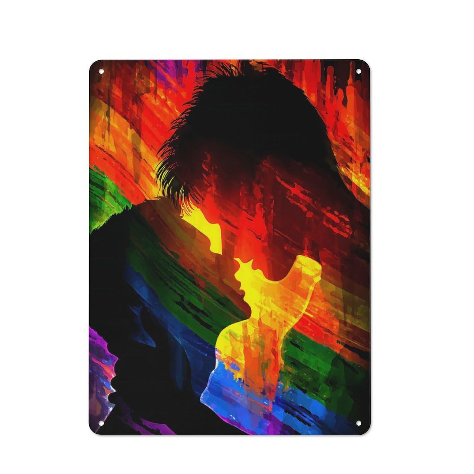 Junmoney Rainbow Love Silhouette Rustic Tin Sign 40X30cm Featuring For Bar Or Restaurant, A Housewarming Gift For Bar Decor Enthusiasts