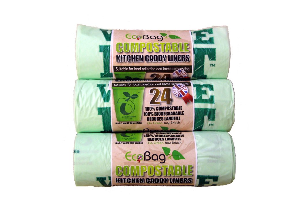 Eco Bag 24 Compostable Caddy Liners 10L Green