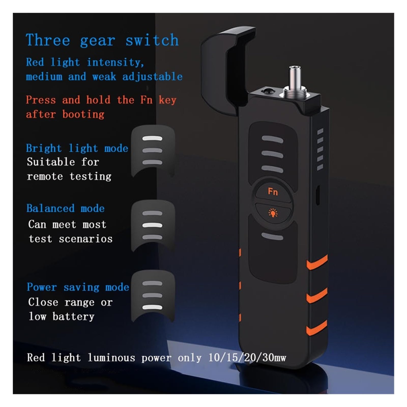 FTTH fibre Outil Localisateur Visuel de Défauts, Stylo Testeur De Fiber Optique VFL 10/20/30MW, Stylo À Lumière Rouge Rechargeable, Localisateur Visuel De Défauts pour CATV Génie(Lithium battery 30MW)