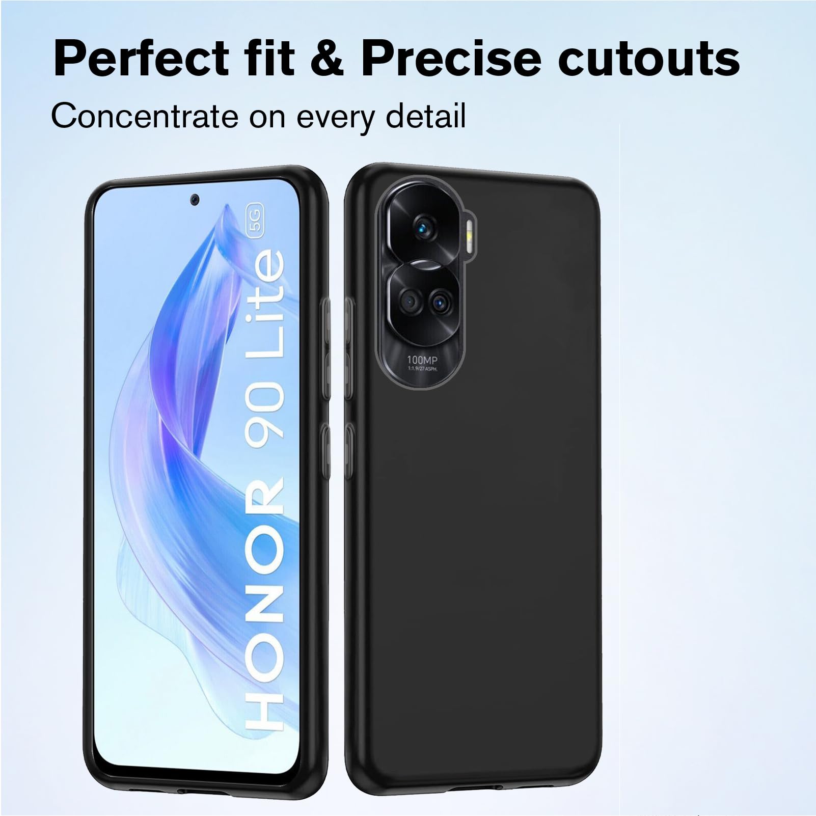 Cover + Pellicola Per Honor 90 Lite, Custodia Morbida TPU Con Anello Rotante 360° E Supporto Magnetico, Nero