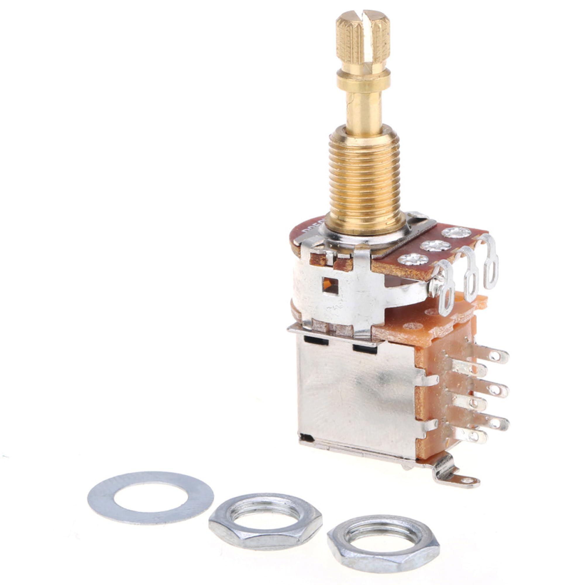 Musiclily Pro B250K Potenciómetro Push-Push Latón Métrica Split Standard Shaft 9,5mm Lineal Taper Pot para Guitarra Eléctrica Bajo (Set de 10)