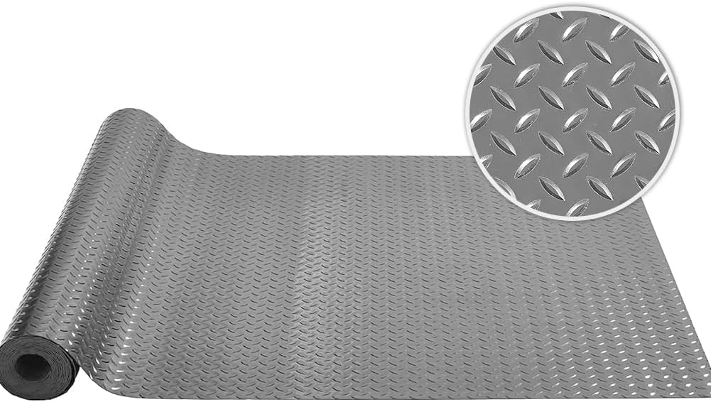 Petgrow 2.8mm Thickened Garage Floor Mat, Custom Size Parking Mat Heavy Duty Non-Slip PVC Floor Protector for Under Car,Golf Cart,Rubber Motorcycle Mat, Large SUVs,MPV, Pickup Truck,Gray