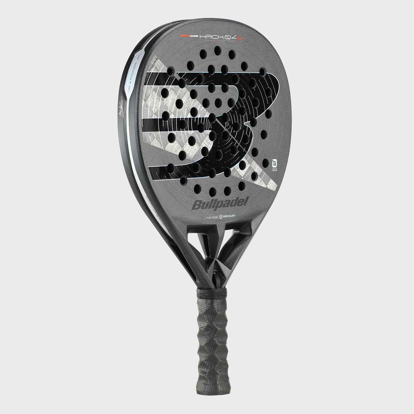 BULLPADEL Padel Racket HACK 04 Hybrid 2026 | Hybrid Pala Padel for Control & Counterattacks | Aluminized A-18K Face, Multieva, Tricore Stability | Air React Channel, Ease Vibe Comfort, Custom Weight