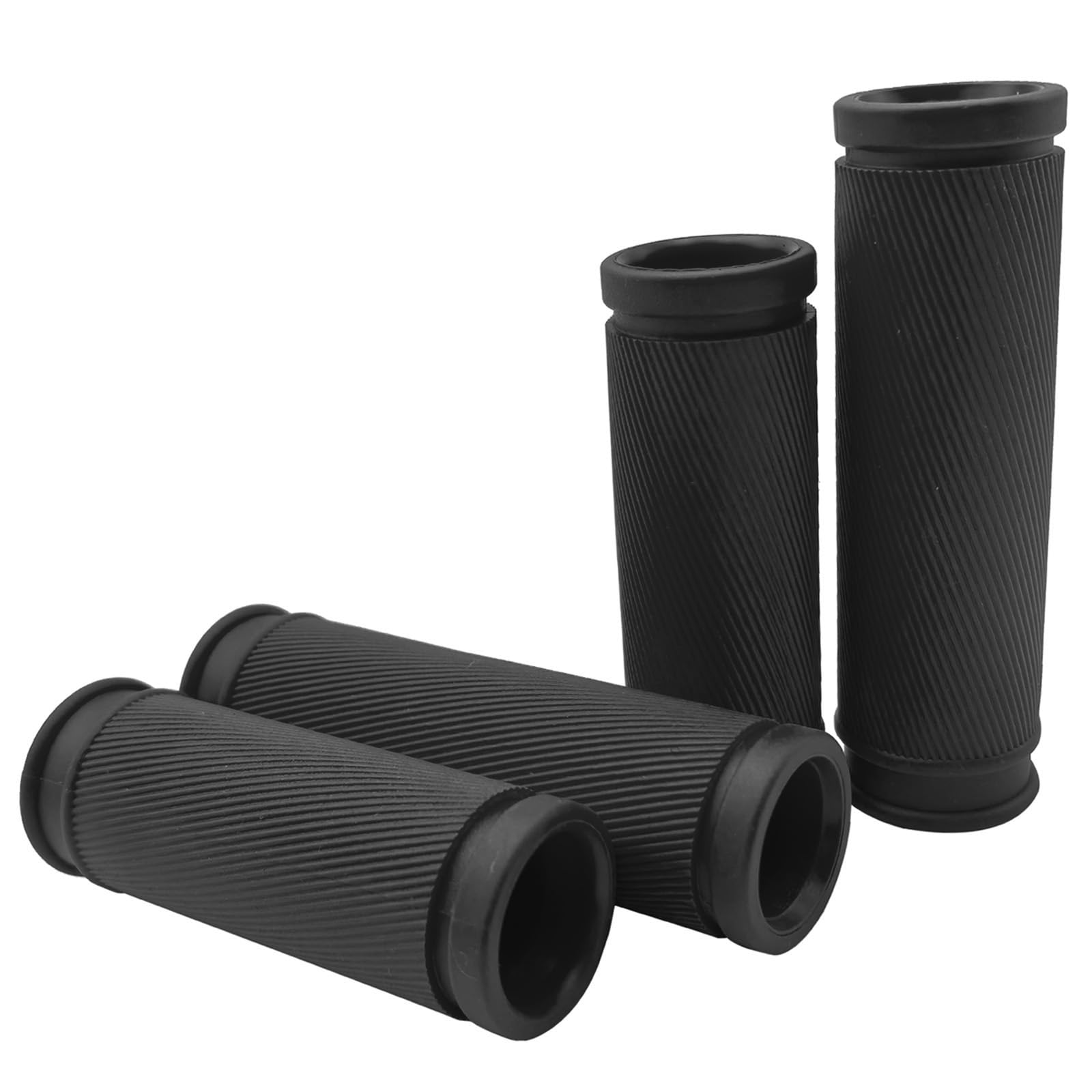 TIKBRO 4Pcs Bike Handlebar Grips, 85mm 105mm TPR Rubber Short Grips Fit Twist Shift and Revoshift, Black, Length : 85mm and 105mm - Image 2