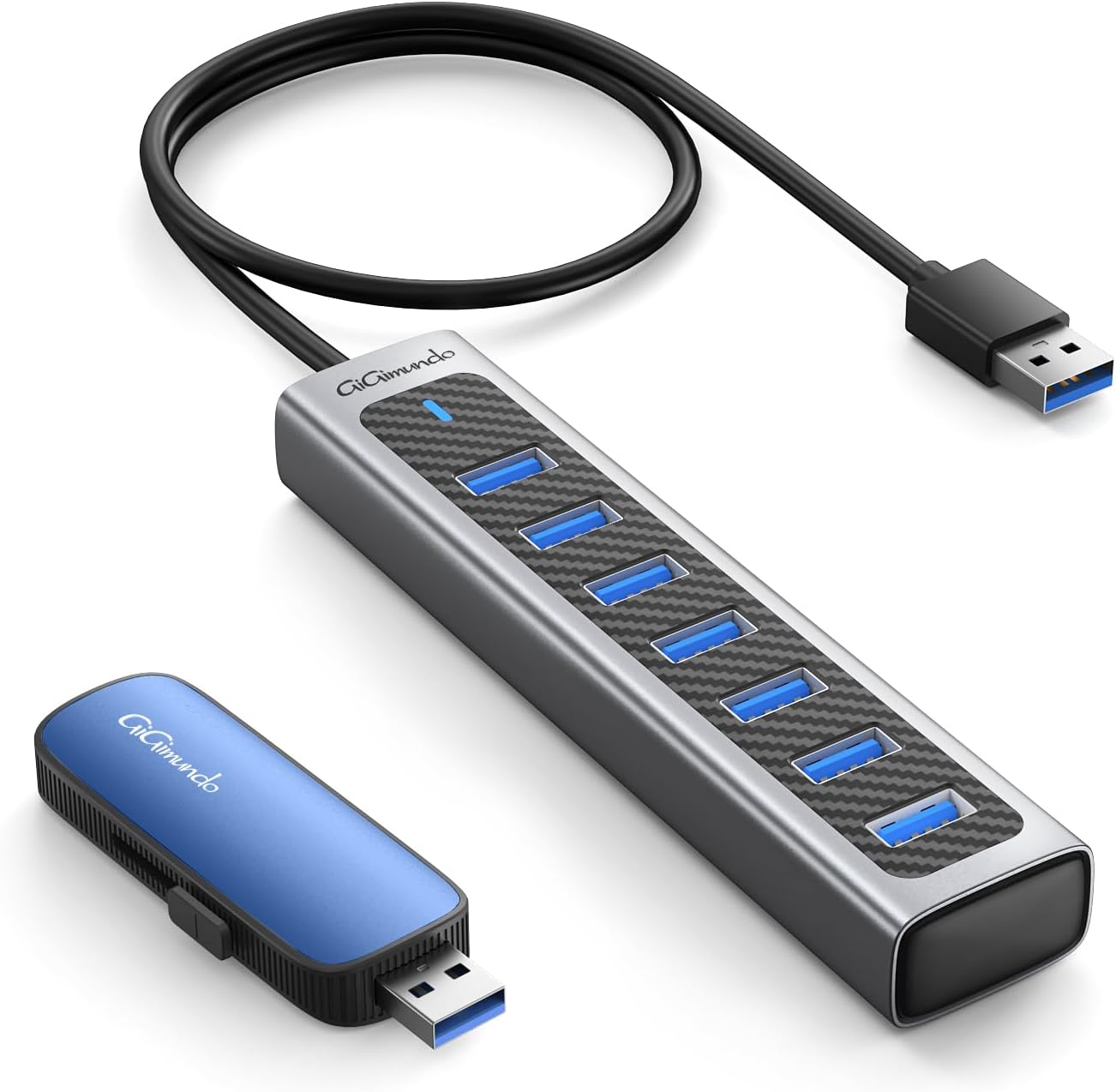 GiGimundo 128GB External Portable SSD+ 7-Port USB 3.0 Hub