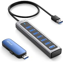 GiGimundo 128GB External Portable SSD+ 7-Port USB 3.0 Hub