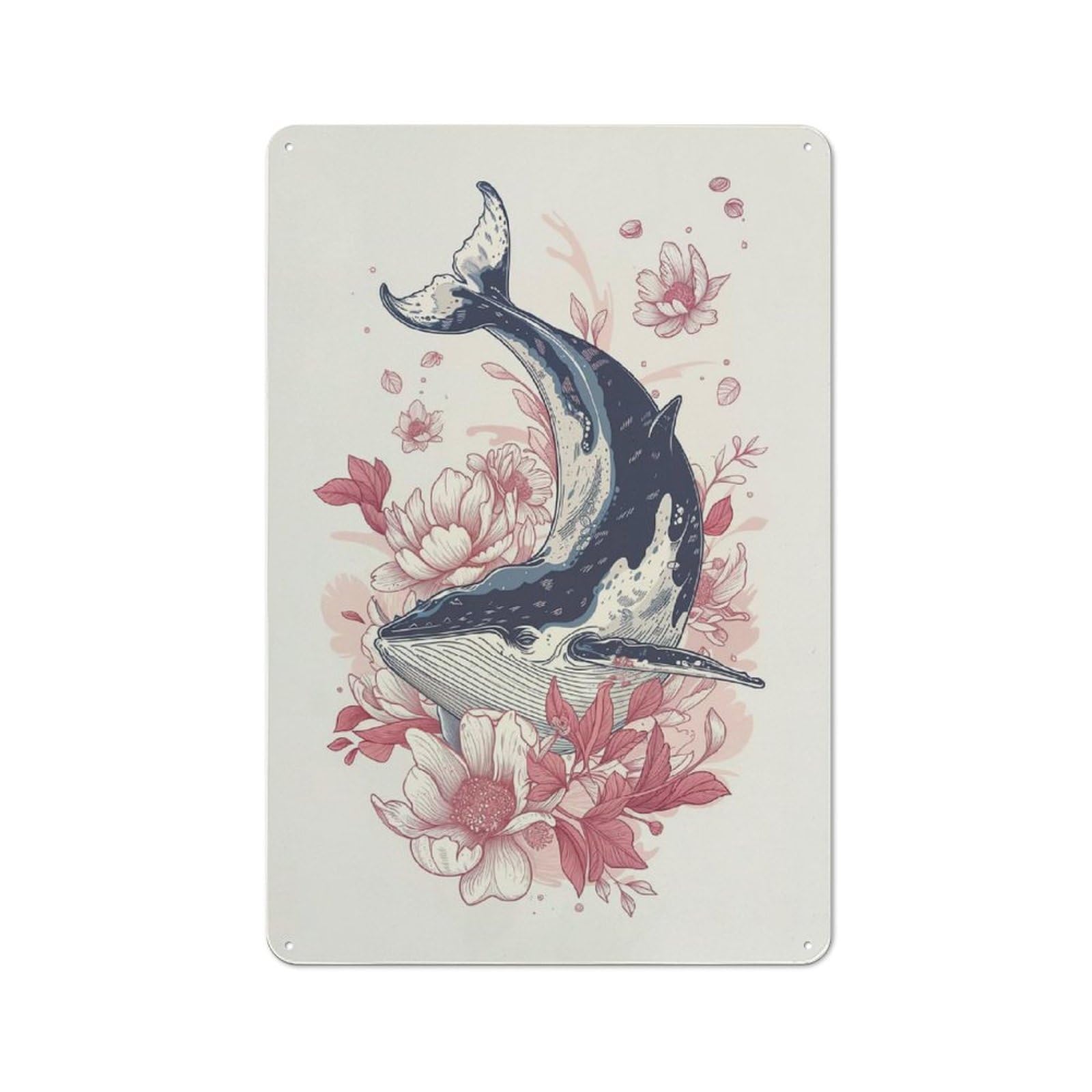 Junmoney Whale Beauty Rustic Metal Plaque 30X20cm For Dining Room Or Kitchen, A Housewarming Gift For Dining Room Decor Fans