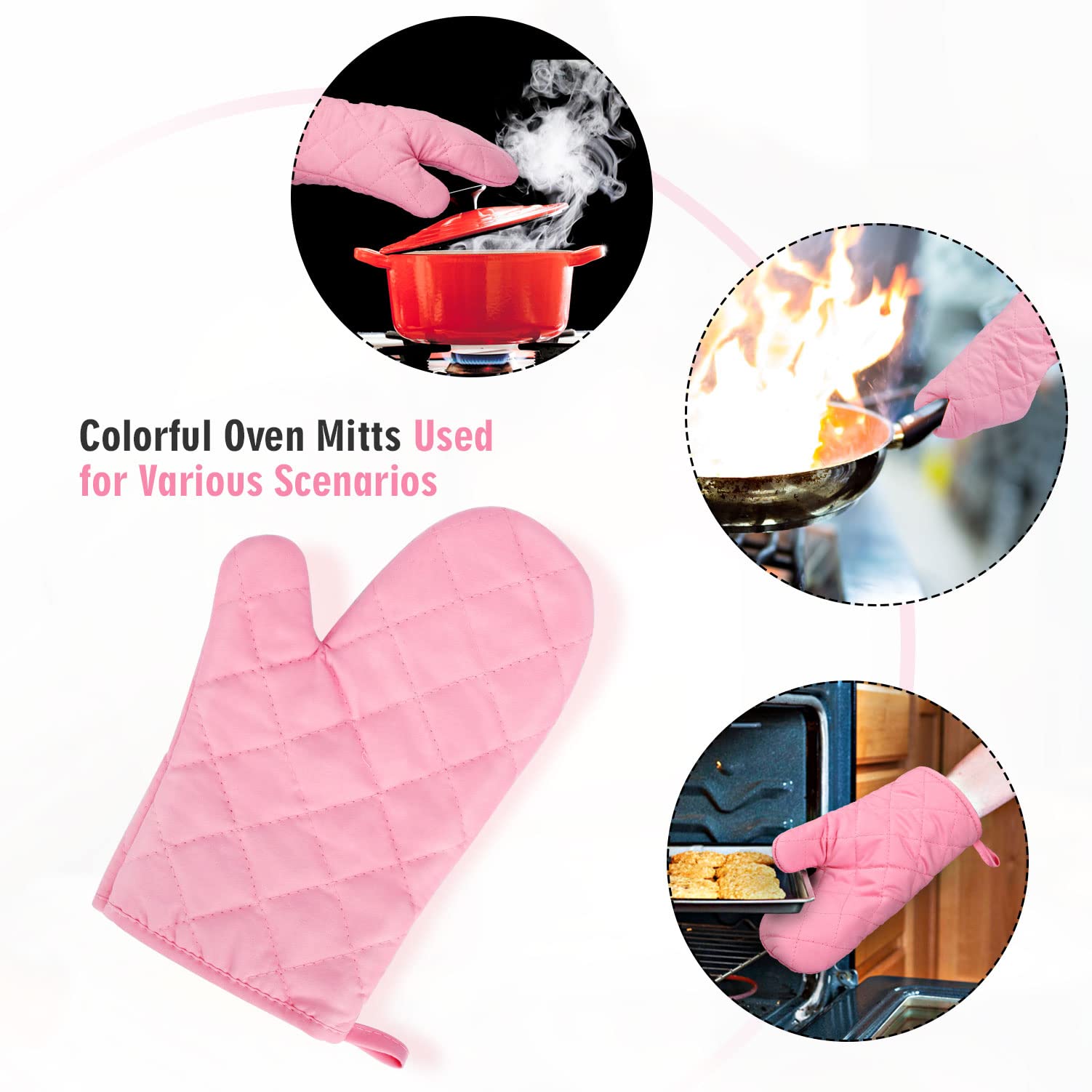 GORILLA GRIP Ensemble de gants de cuisine en coton épais résistant à la chaleur, doublure matelassée GORILLA GRIP Ensemble de gants de cuisine en coton épais résistant à la chaleur, doublure matelassée