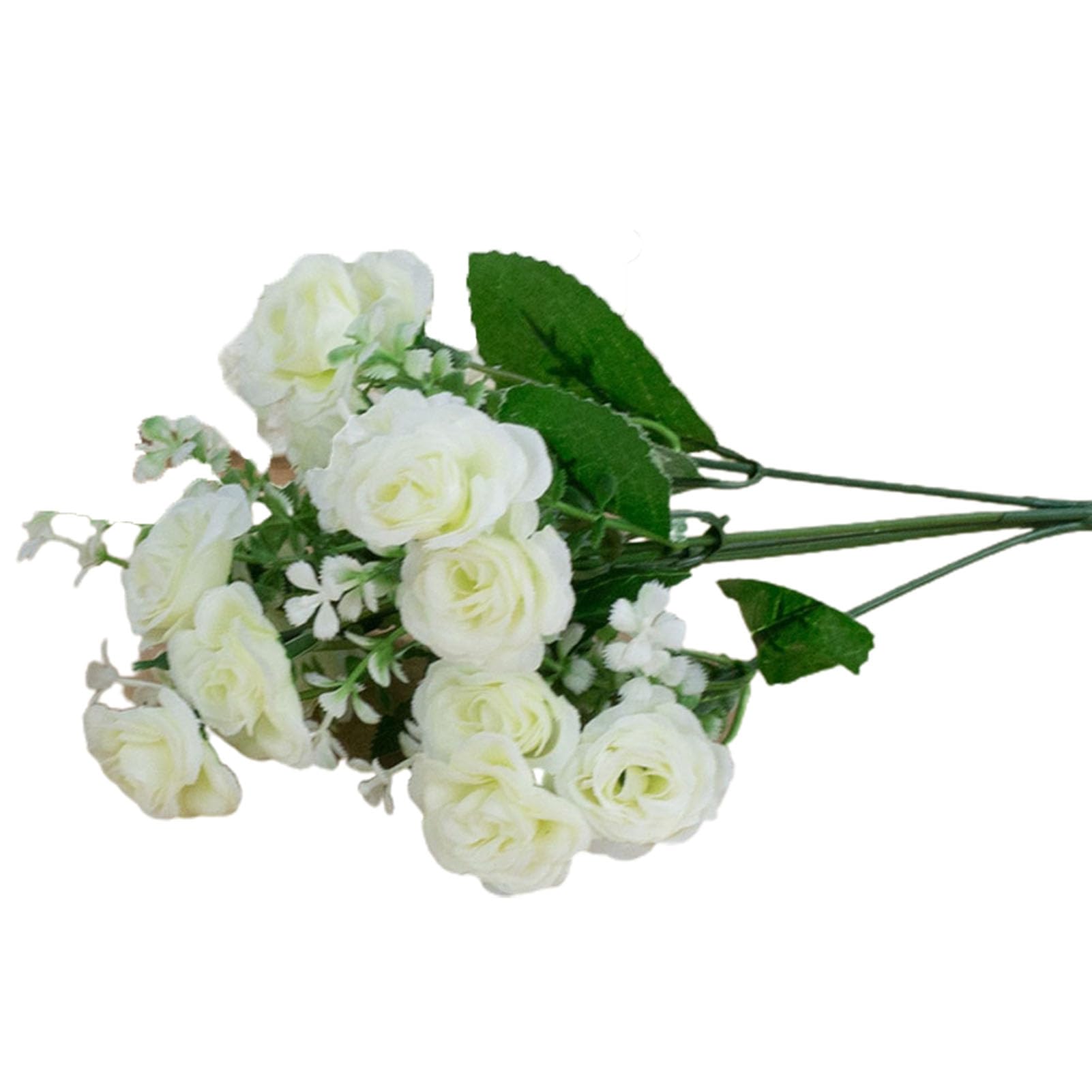 Ulafbwur Milk White Simulation Rose Vibrant Color Simulation Rose 15 Heads Ornamental