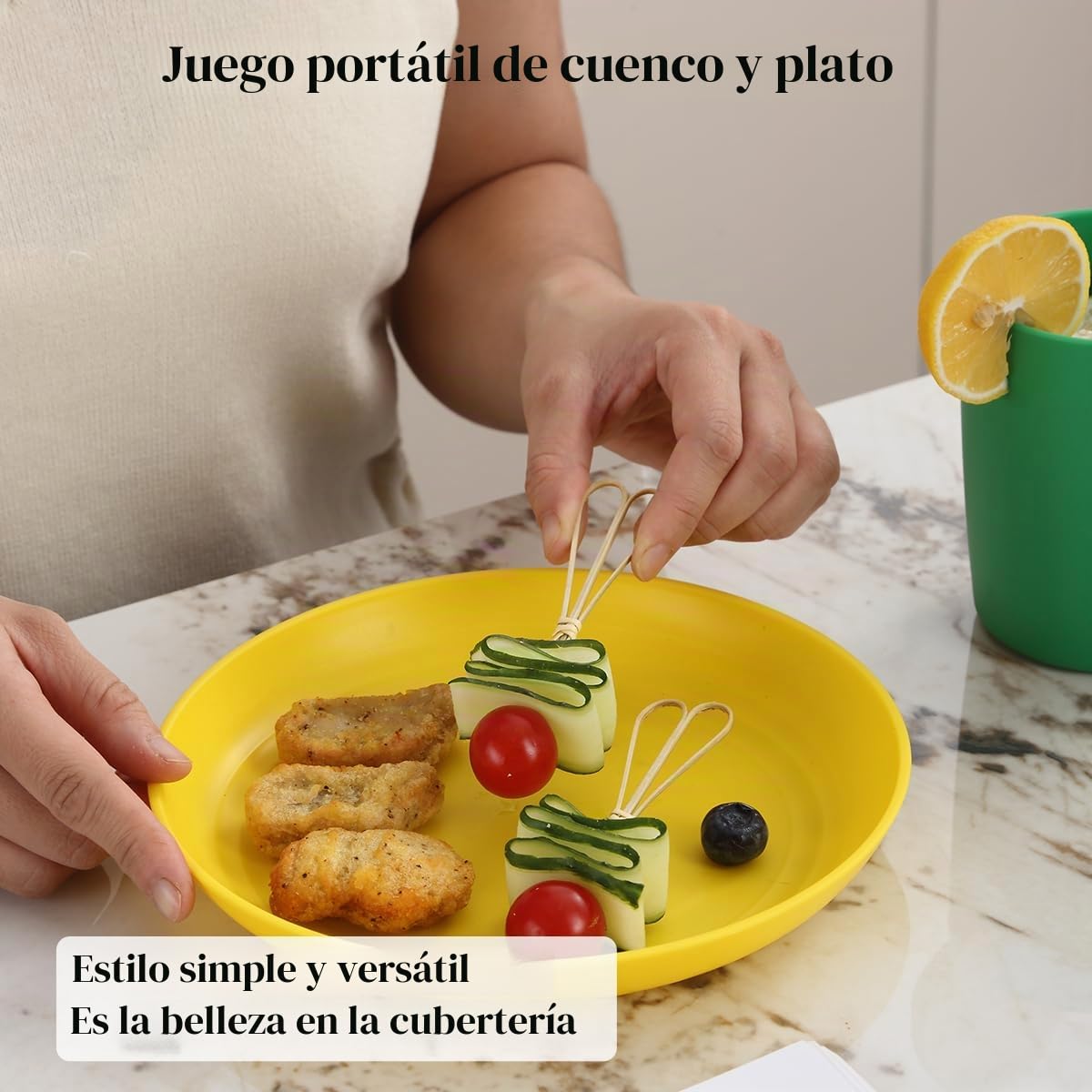 Berglander vajilla de plástico Servicio de 24 piezas para 6, juegos de platos y tazones reutilizables incluye platos de cena, plato de postre, tazones de cereales, tazas para el hogar, jardín, picnic