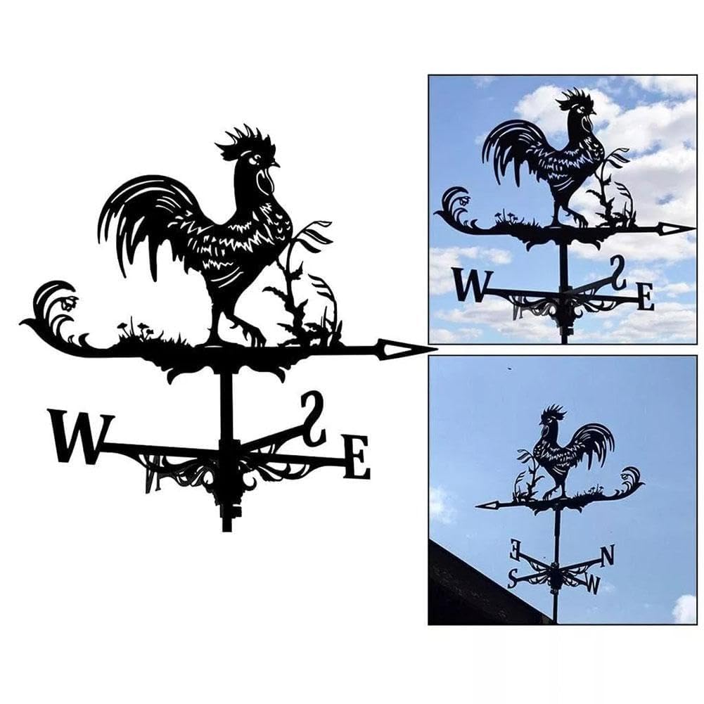 Segnavento in acciaio inox a forma di gallo, banderuola per cortile, collies, fienile, capannone, H0i9, ornamento per tetti e giardini