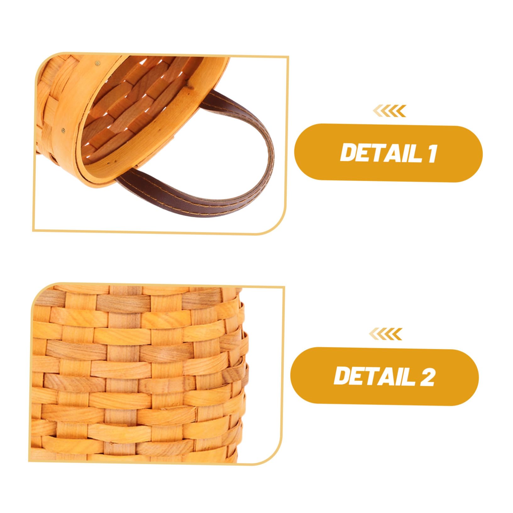 2 Stück Handgewebter Holz Wandkorb Hängend Dekorativer Aufbewahrungskorb für Obst Gemüse Blumen Platzsparend für Küche Wohnzimmer Flur Warmes Honigfarbendes Naturmaterial