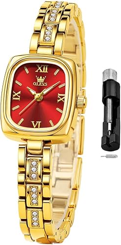 OLEVS - Set de regalo de reloj para mujer, con pulsera de color oro rosa, minimalista, simple, delgado, casual, de vestir, analógico, de cuarzo,