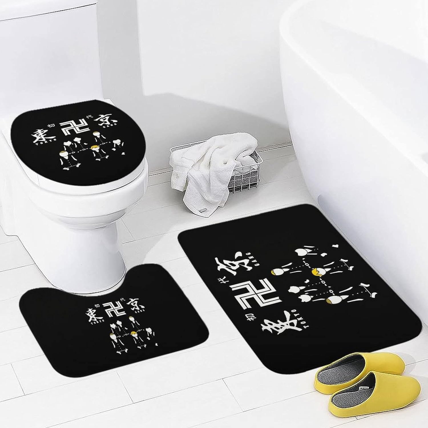 東京リベンジャーズ 当店限定販売 トイレマット 3点セット トイレ カバー マット 洗濯可 すべり止め おしゃれ 浴室マット Rokoo通年 足拭きマット キャラクター かわいい 40x60 Cm