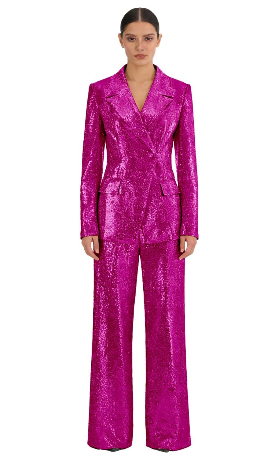 Pailletten-Anzug-Set für Damen, glitzernd, Hochzeitsanzug, Blazer, Hose, Smoking, Partykleidung