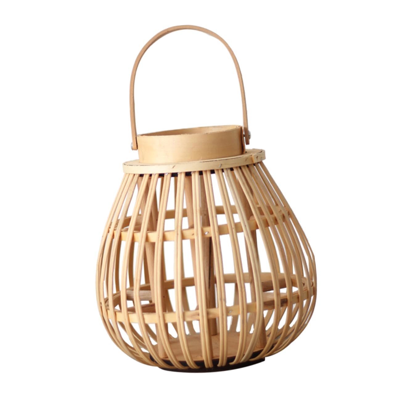 Candelabro Tejido de Bambú Beige Hecho a Mano, Estilo Linterna | Decoración del Hogar y Fiestas, Madera y Bambú, Incluye Velas, Tono Retro de Atmósfera Natural