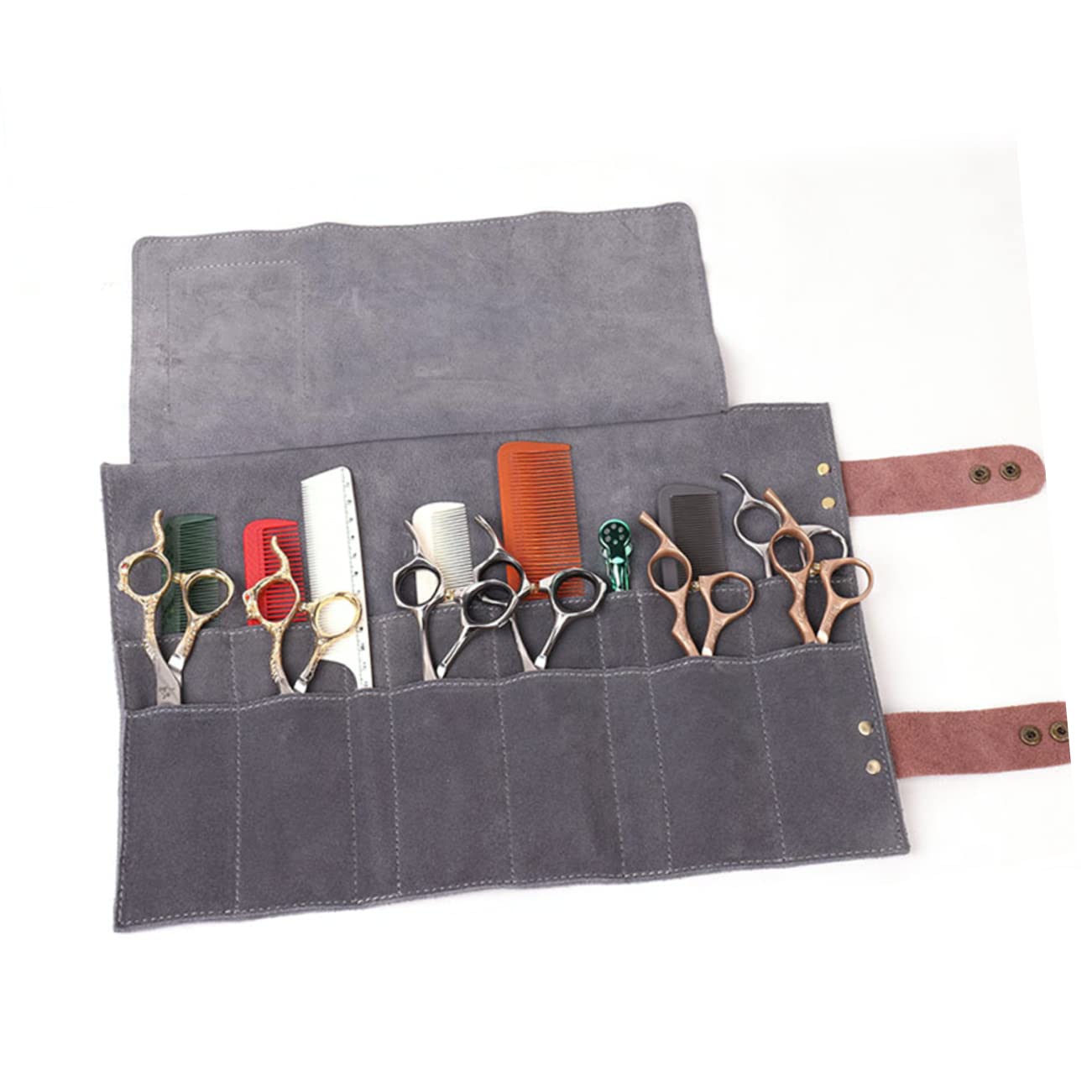 Professionelle Friseurtasche aus Leder mit 12 Fächern Praktische Styling Werkzeugtasche für Friseur Scheren und Haar Werkzeugtasche für Einsatz im Beauty Salon