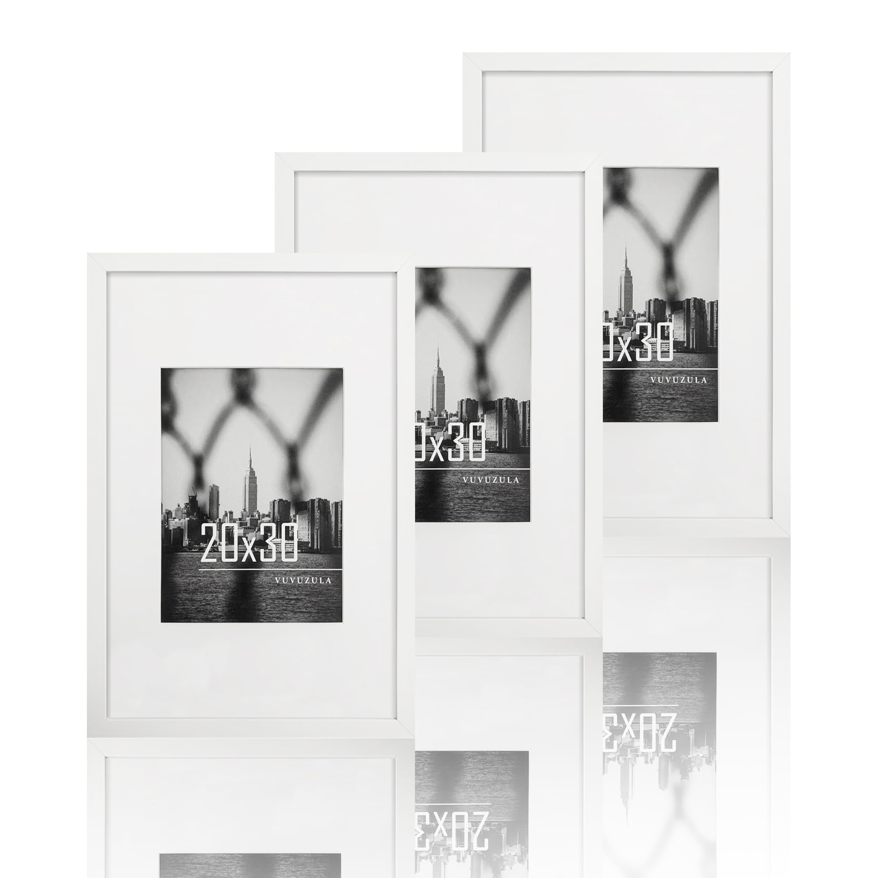 VUVUZULA Picture Frame 20 x 30 cm White Set of 3 Photo Frames with Mount Poster Frame — image 1