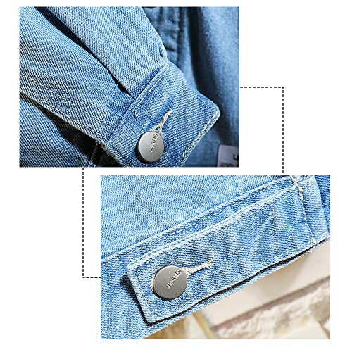 Doslavida Men's Distressed Denim Jacket Unisex Button Down Jean Coat Casual Long Sleeve Trucker Hooded Jackets Outwear #TOP7
