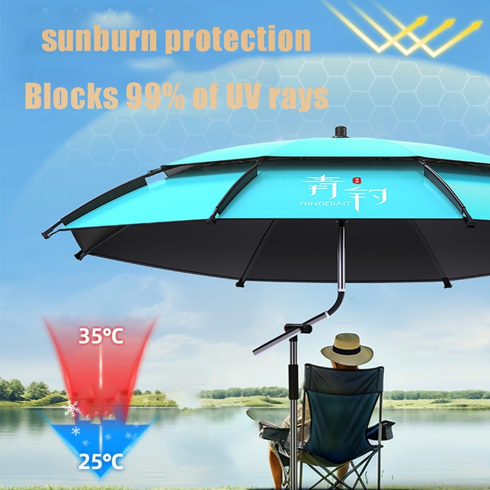 Duży parasol plażowy 240 cm ochrona przed promieniowaniem UV parasol wędkarski regulowany parasol basenowy 360° przenośny schronienie słoneczne z paskiem do noszenia idealny na zewnątrz i do rekreacji