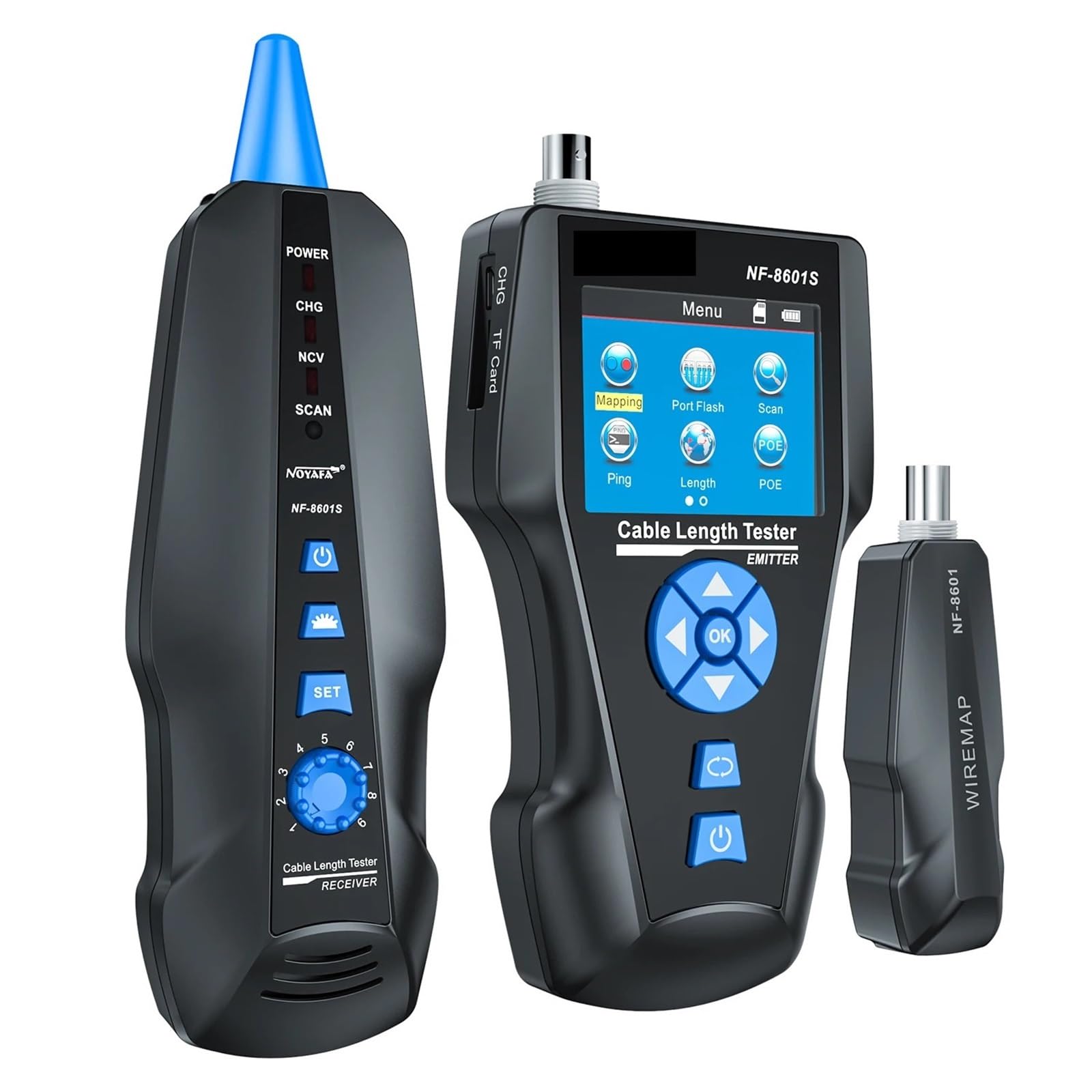 Tester per cavi di rete, Tester Per Cavi Di Rete, TDR Multifunzione Con Tensione PoE/PING/porta, Strumento Diagnosi, Rilevatore Tracciamento Della Mappatura Dei,per cavo di rete