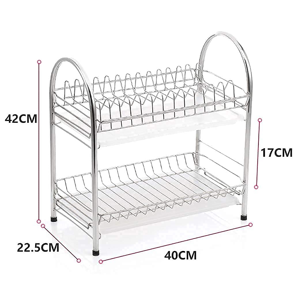Support de Stockage de Stockage de Cuisine de Support de Plat de vidange de Double Couche d'acier Inoxydable 40 * 22,5 * 42Cm. Égoutter