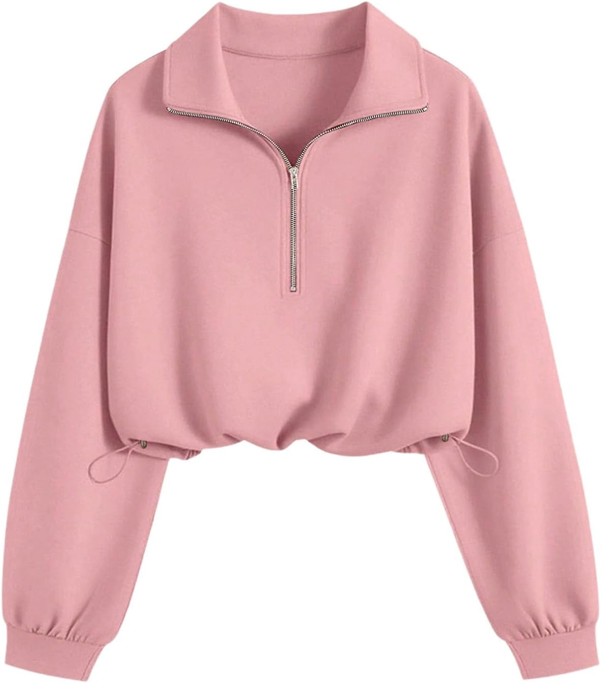Verdusa Women's Mock Neck Sweatshirt Lightweight Half Zip Pullover Cropped Sweatshirts Workout Tops
