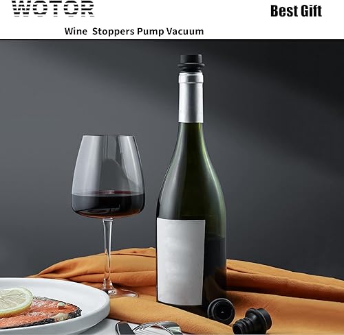 Vista 7 de WOTOR Tapones de vino - Protector de vino al vacío, conservador y sellador (negro, 24 piezas)