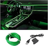 Vista 19 de Luces de tira LED EL Wire, tira de luz neón automática USB de 10 pies/3M con borde de costura, kits de iluminación ambiental electroluminiscente