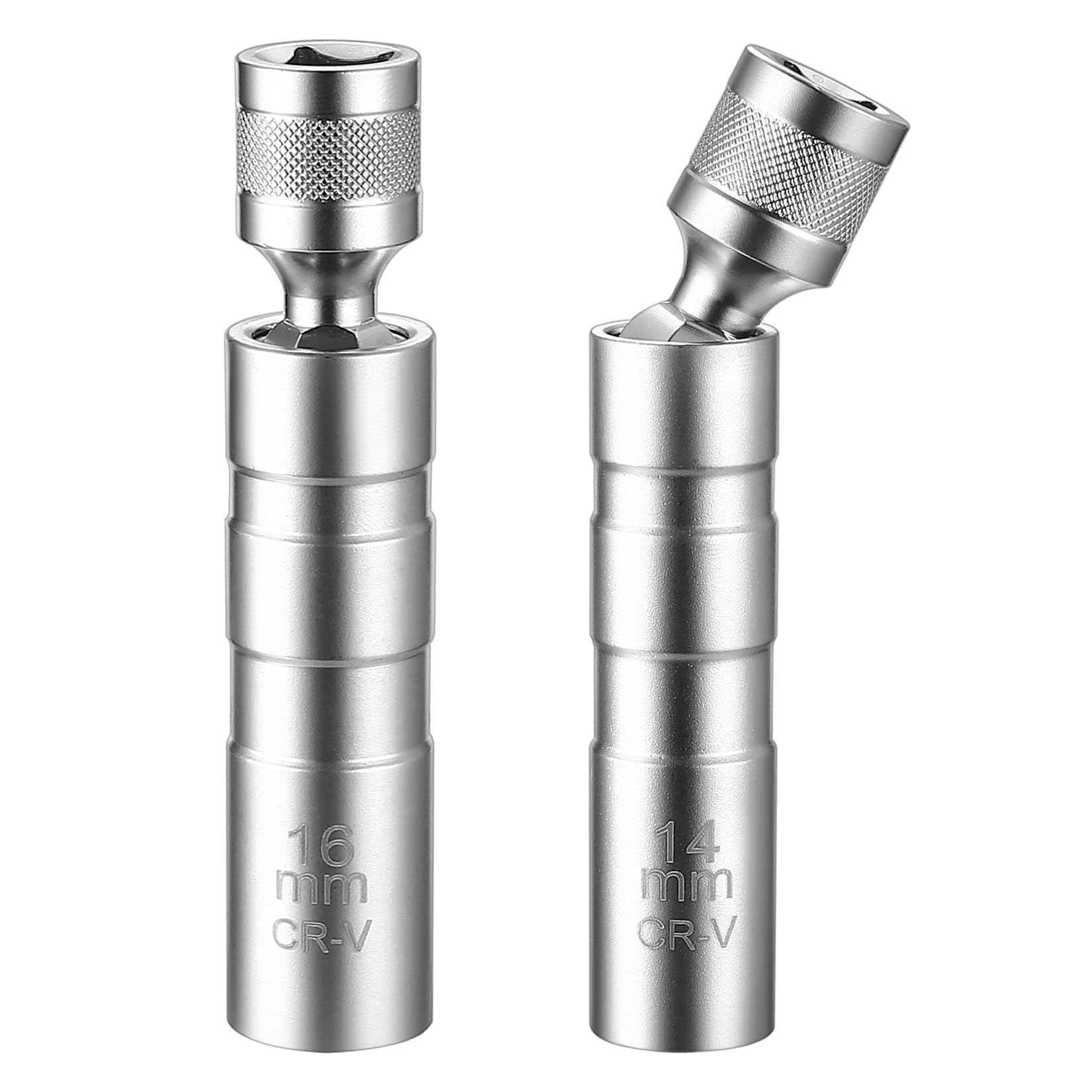 2 x Thin Wall Spark Plug Socket, 14mm 16mm Universal Joint 3/8 inch 12-point Magnetic Swivel Spark Plug Socket Set, Magnetic Spark Plug Wrench Spark Plug Spanner, Car Repair Spark Plug Removal Tools