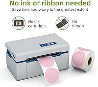 Vista 4 de Etiquetas térmicas directas circulares rosas de 2 pulgadas, calcomanías térmicas directas redondas autoadhesivas, etiquetas adhesivas multiusos