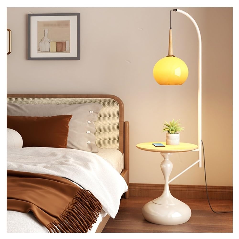 Jian1004 Floor Lamp, LED Desk Lamp & End Table Combo with USB Port for Bedroom, Living Room(White)