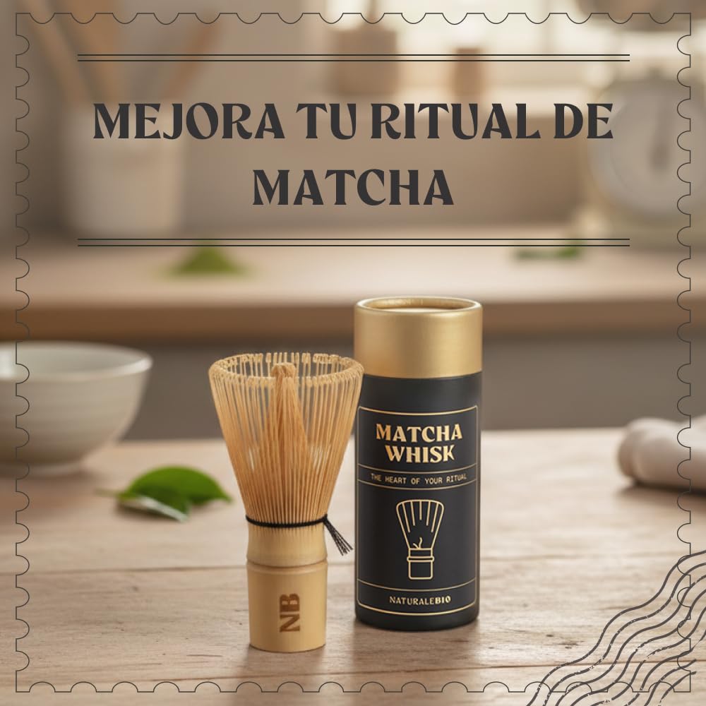 NaturaleBio Batidor de Bambú para Matcha NaturaleBio. Batidor tradicional de bambú (chasen). Bambú 100% natural, resistente y sostenible.