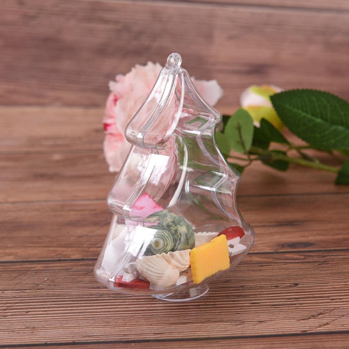 Decoraciones navideñas para el hogar Bola rellenable Decoración de Fiesta de año Nuevo Árbol de Navidad Adornos Colgantes Bolas Transparentes-Árbol de Navidad, 20PCS