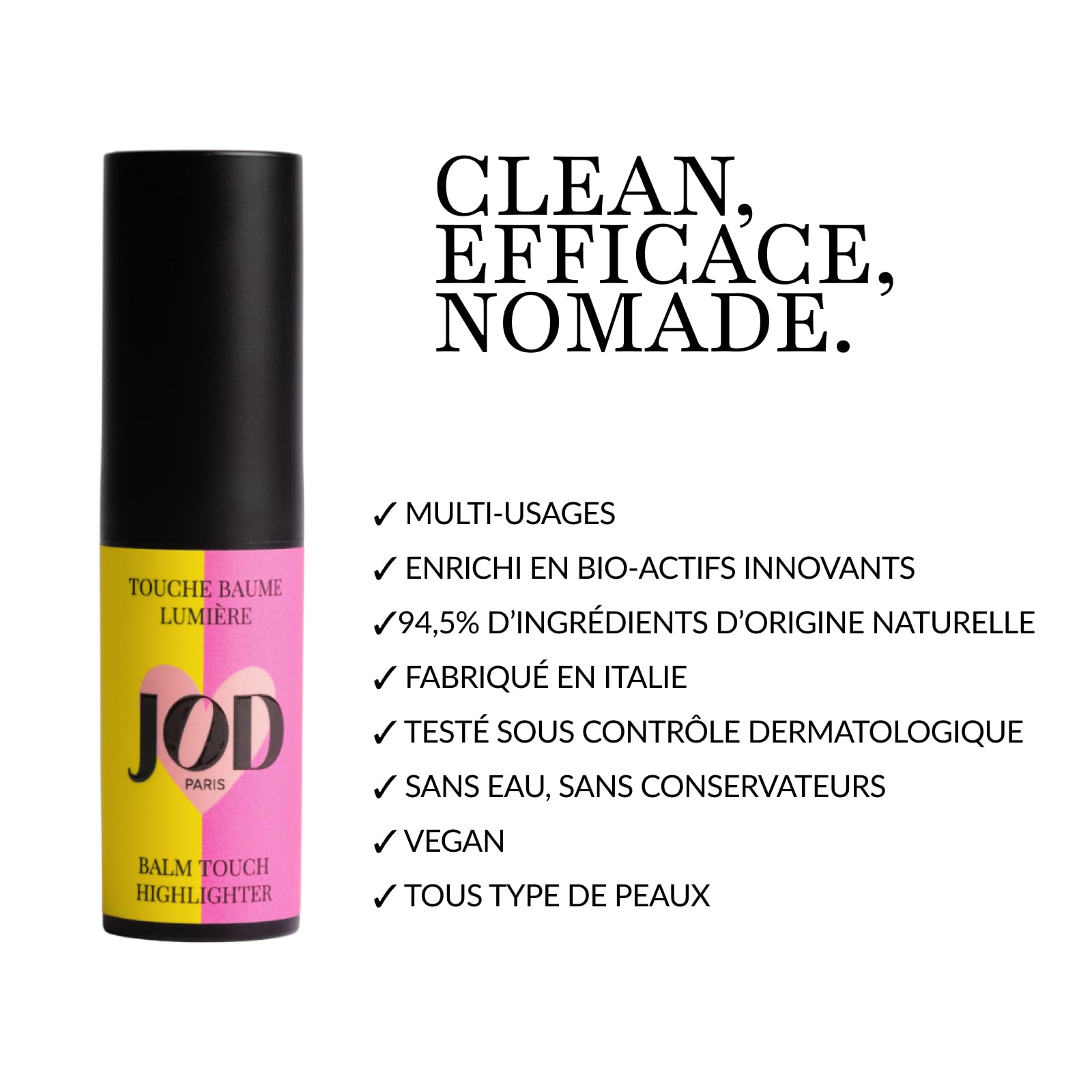 Touche Baume Lumière – Highlighter Baume Naturel – Glow Subtil & Universel – Texture Crème Fondante – Vegan & Clean Beauty – Sans Eau ni Conservateurs