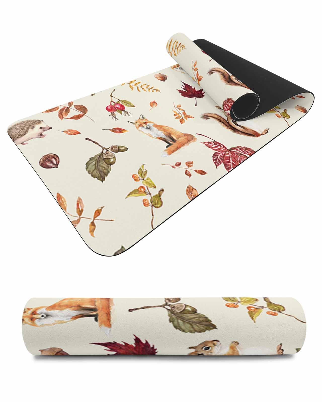 Debedcor Heat Proof Table Pads Waterproof Decorative, Fall Animals Botanical Non-Slip Table Countertop Protector, Rustic Autumn Thanksgiving Insulation Mat for Kitchen Room, 40 x 12 Inches