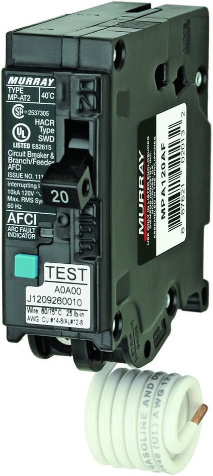 Murray MPA120AF 20-amp, Single Pole, 120-volt, Plug On Type, Branch Feeder Style AFCI Breaker