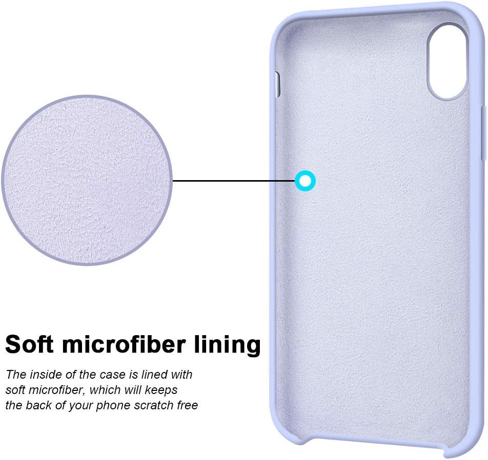 Anuck Case for iPhone XR Case 6.1 inch, Anti-Slip Liquid Silicone Gel Rubber Bumper Case with Soft Microfiber Lining Cushion Slim Hard Shell Shockproof Protective Case Cover - Light Purple