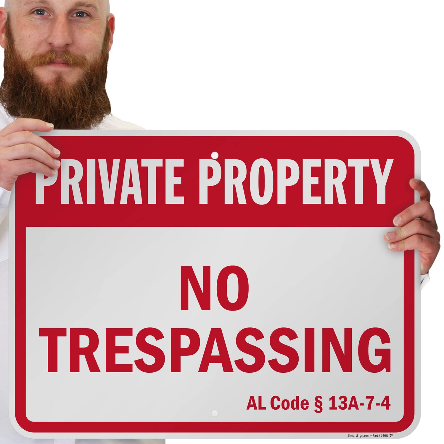 SmartSign Panneau officiel Alabama « Private Property - No Trespassing » | 45,7 x 61 cm en aluminium