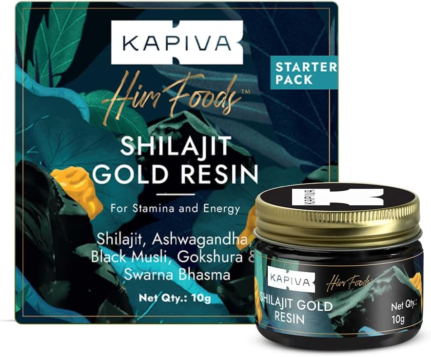 Kapiva Shilajit/Shilajeet Gold Resin - 10g | 500mg/Serving | 20 Servings | Boost Muscle Growth & Stamina | Contains 24 Carat Gold | 100% Ayurvedic