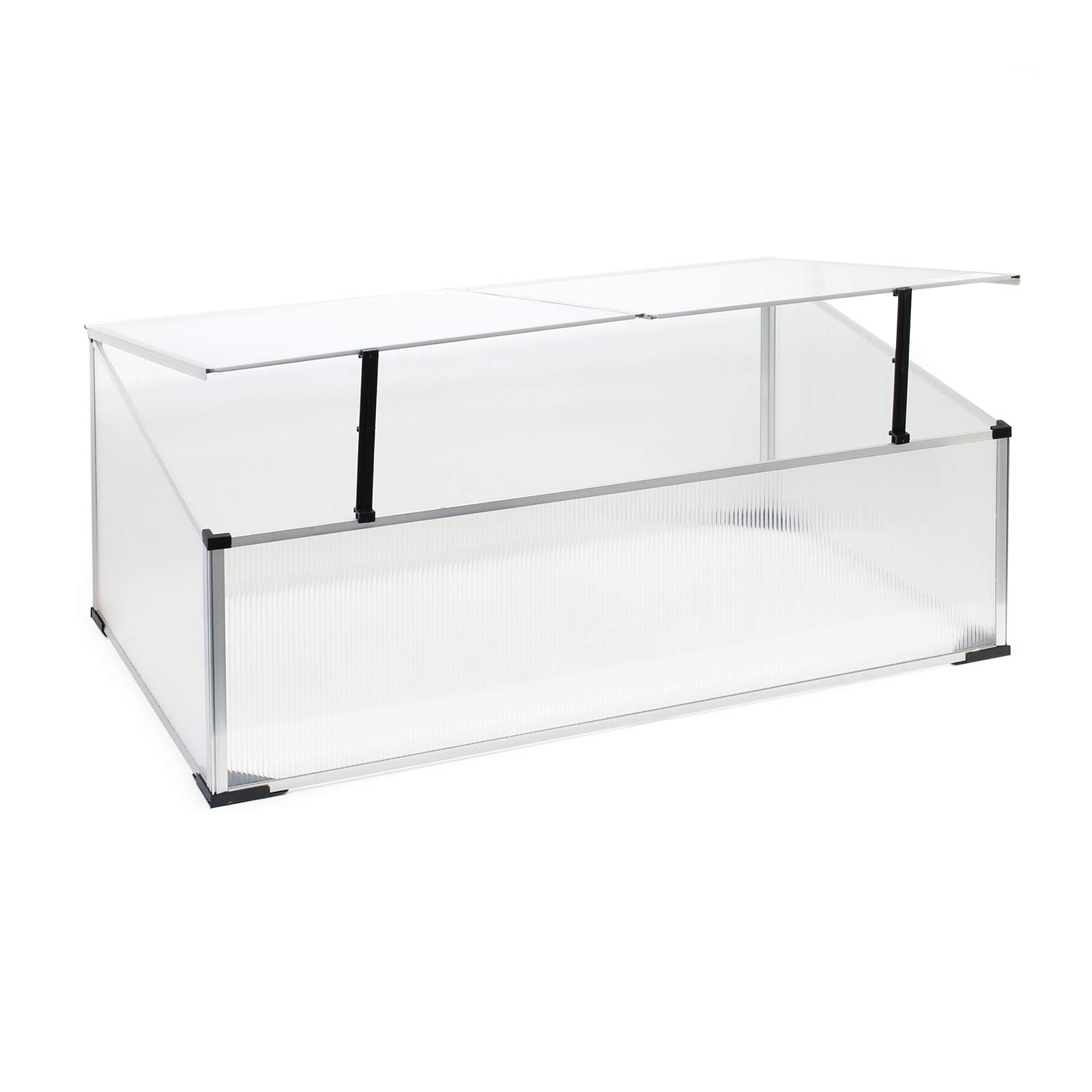 Wiltec Mini Serre Jardin Aluminium 100 x 60 x 40 cm Potager Toit Verrouillable 2 Battants Résistance aux intempéries Protection UV Aménagement Jardin Culture Plantes Légumes