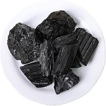 Erliway 0.5 lb Black Tourmaline Raw Stones Bulk for Protection, 1.25-2.0" | 5-10Pcs Natural Rough Stones and Healing Crystals for Polishing, Wire Wrapping, Fountain Rock, Meditation, Chakra, Home Decor