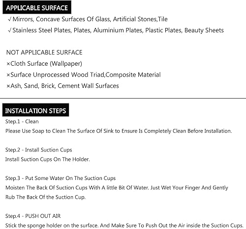 Miniatura 6 de AMUONTY Paquete de 2 soportes de esponja con succión, recipiente de plástico transparente, soporte de esponja para platos de cocina, accesorio de