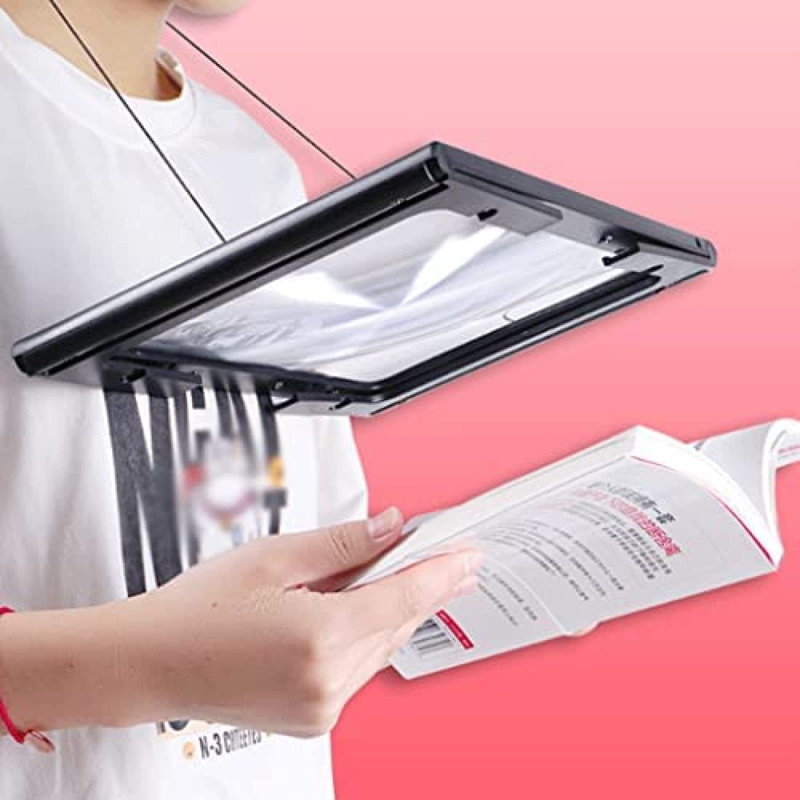 Lupa de sobremesa, lámpara de Lupa de página Completa, Soporte Grande para Manos Libres, ayudas de Lectura para reparación, Manualidades, Soldadura, Costura, Lupa