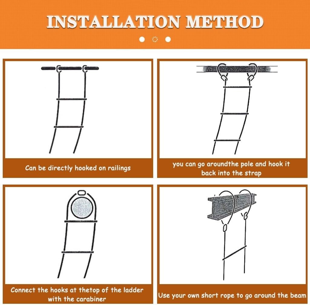 ノーブランド品 バルコニー用消防救助用ロープはしご、 緊急避難用はしご、 木製滑り止め緊急用はしご、 フック付き避難用はしご、 耐荷重 450kg(