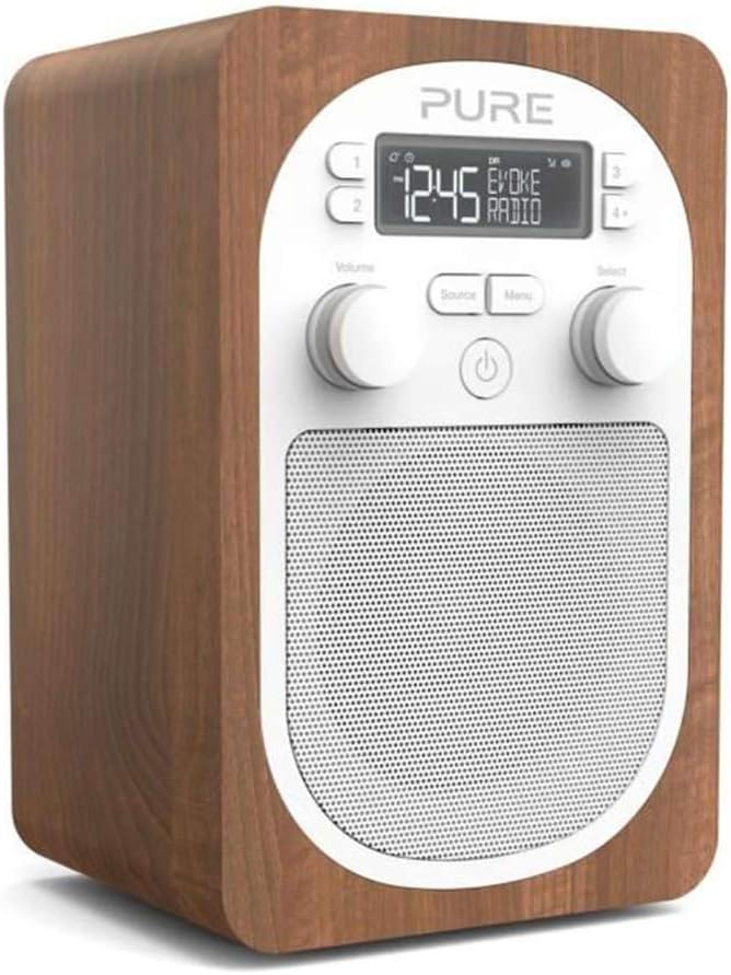 Pure Evoke H2 Portable FM/DAB+/DAB Digital Radio, DAB Radio with Alarms, 20 Pre-sets, AUX Input and Kitchen and Sleep Timer, Walnut
